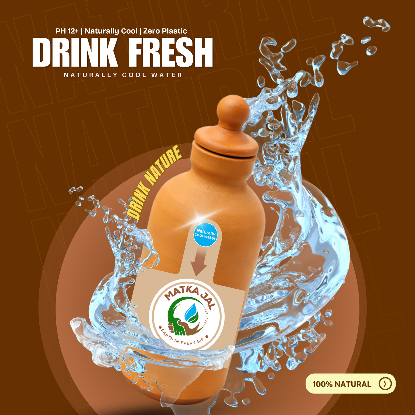 MATKA JAL -Hand-Crafted Terracotta Clay Water Bottle – Natural Cooling & Mineral-Rich